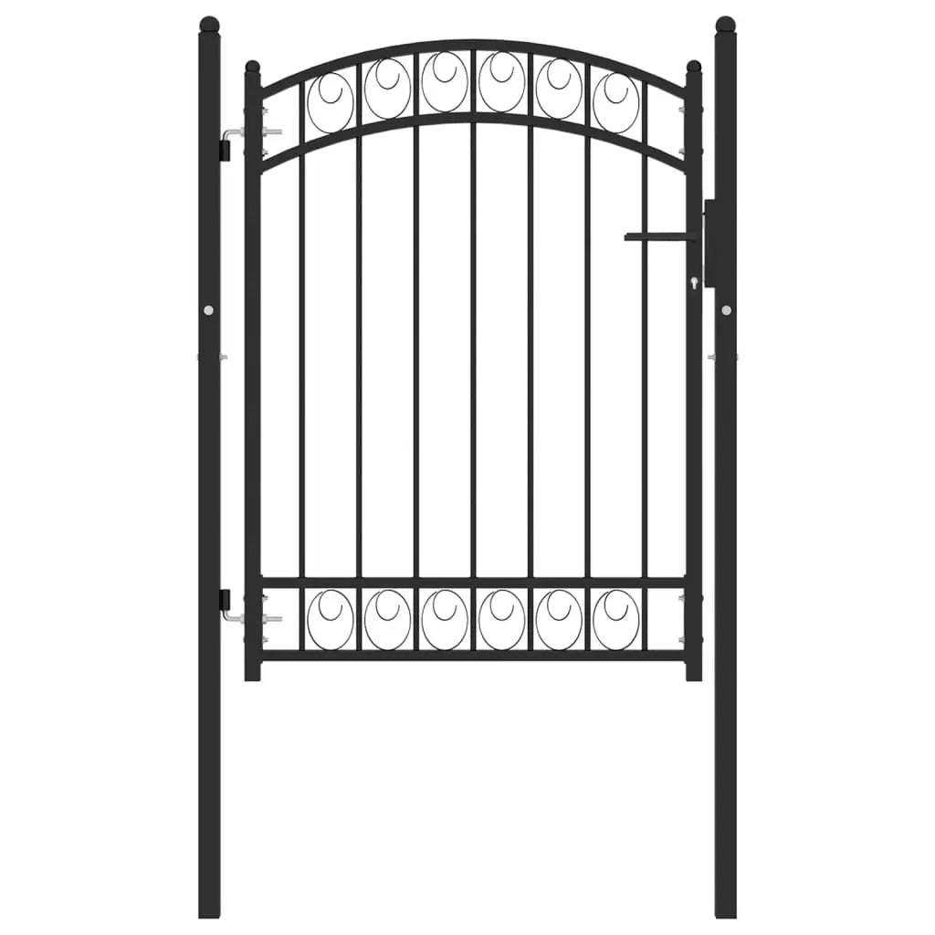 Vetonek Puerta de jardín con arco superior acero negro 100x125 cm