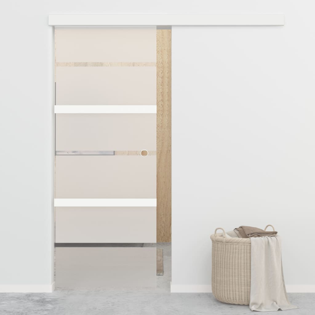 Vetonek Puerta corredera con tope suave vidrio ESG y aluminio 76x205 cm