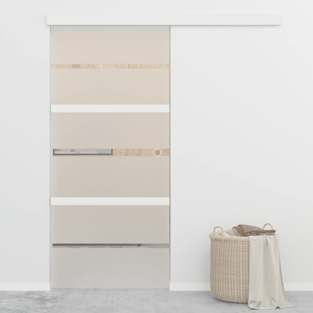 Vetonek Puerta corredera con tope suave vidrio ESG y aluminio 90x205 cm