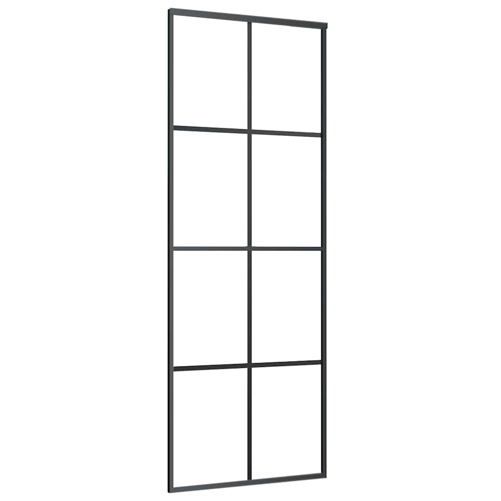 Black aluminum and ESG glass sliding door 76x205 cm 