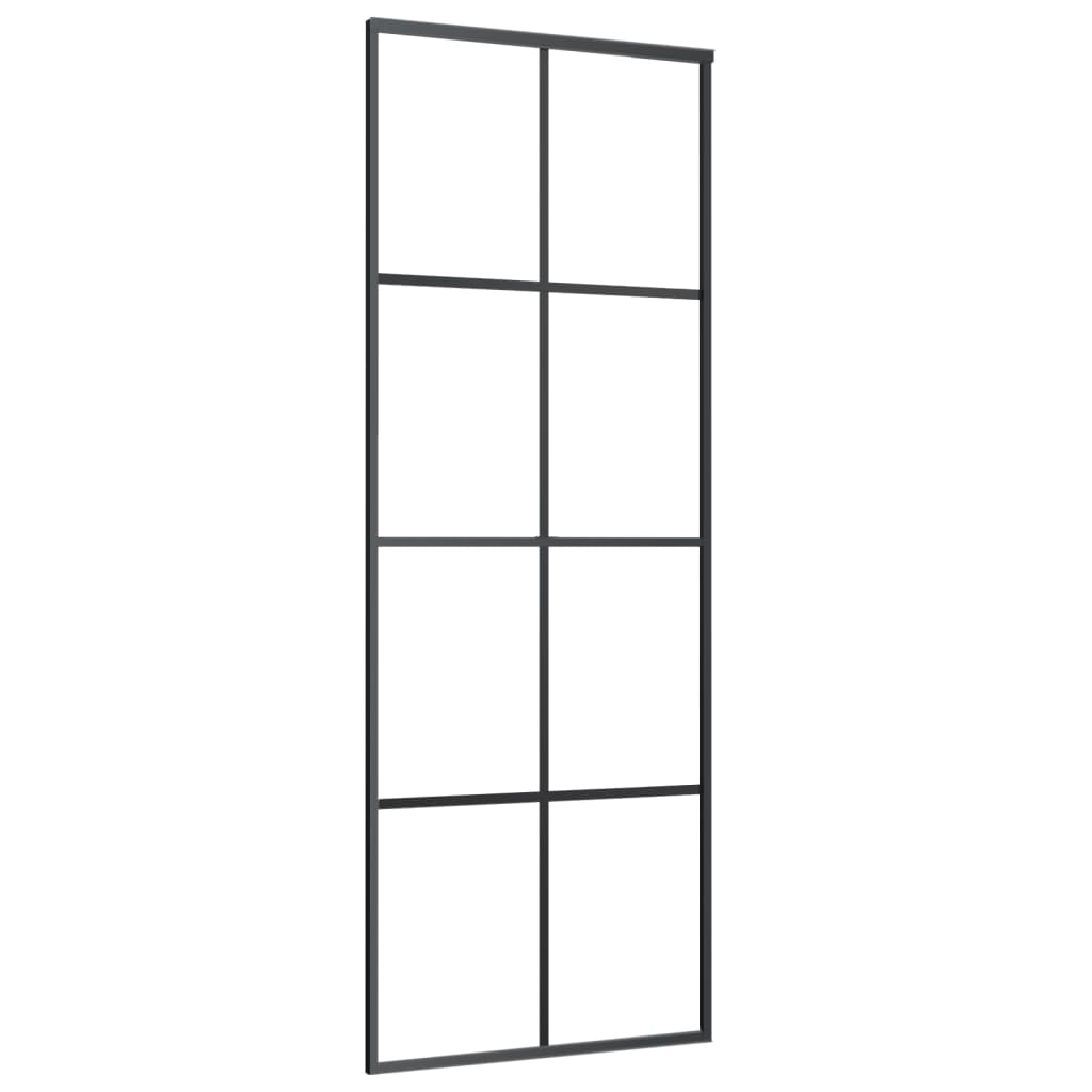 Puerta corredera aluminio y vidrio ESG negra 76x205 cm vidaXL