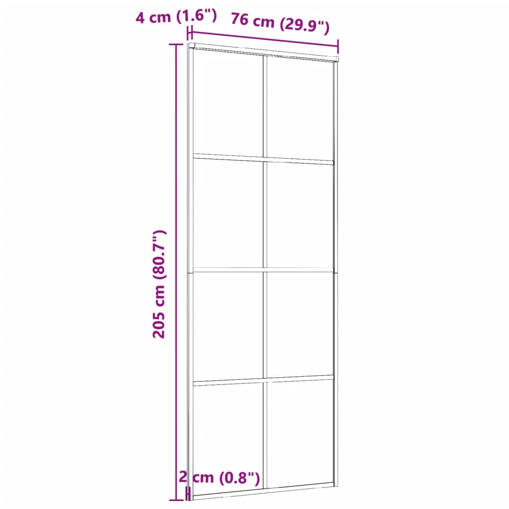 Puerta corredera aluminio y vidrio ESG negra 76x205 cm vidaXL