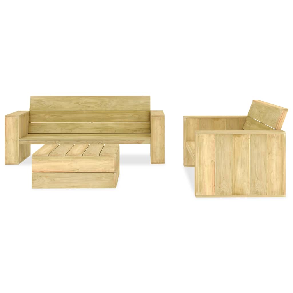 Juego de muebles de jardín 3 piezas madera de pino impregnada vidaXL