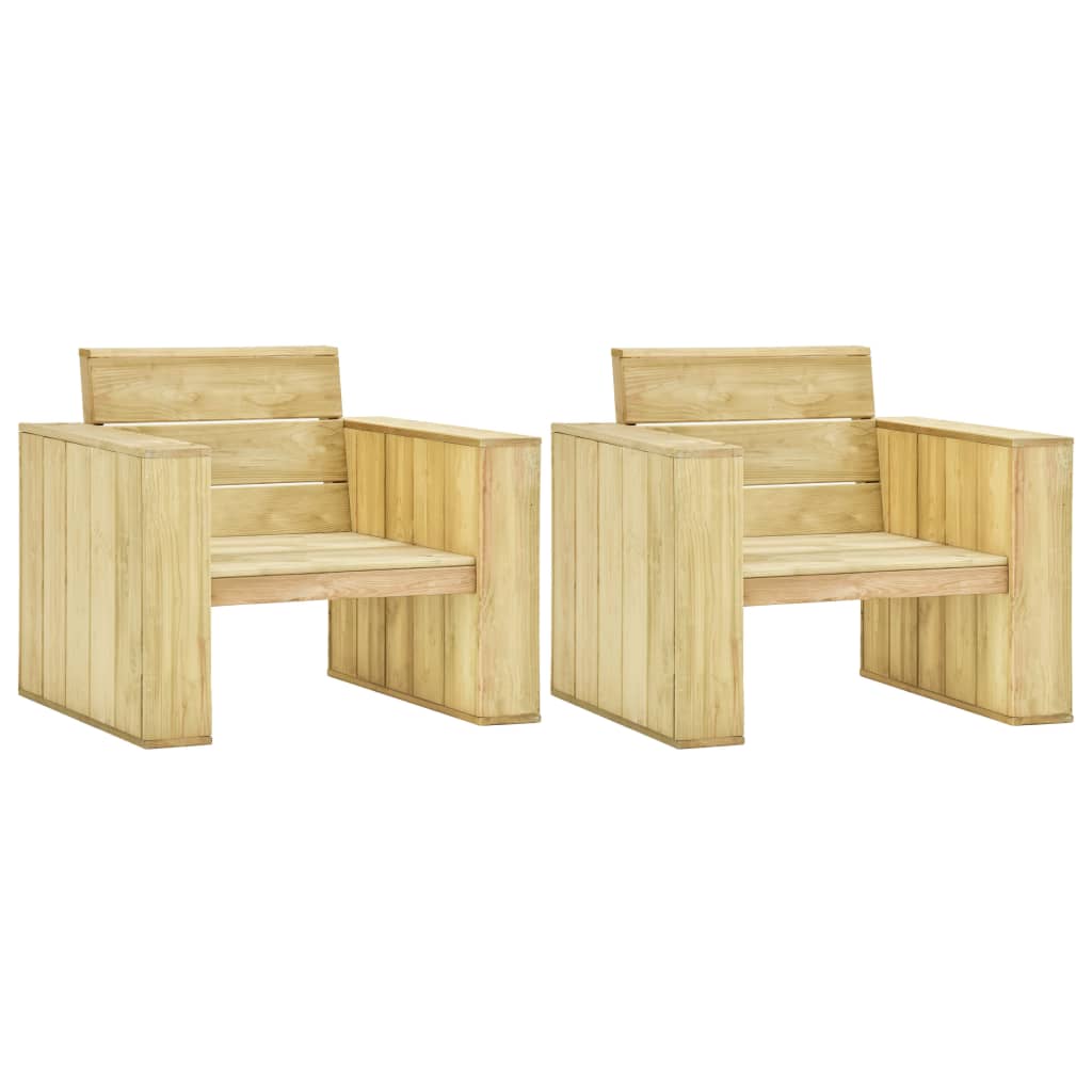 Vetonek Sillas de jardín 2 uds madera de pino impregnada 89x76x76 cm