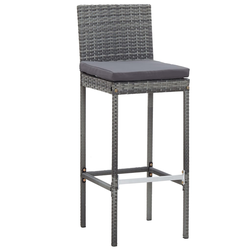 Set muebles bar jardín 7 piezas y cojines ratán sintético gris vidaXL