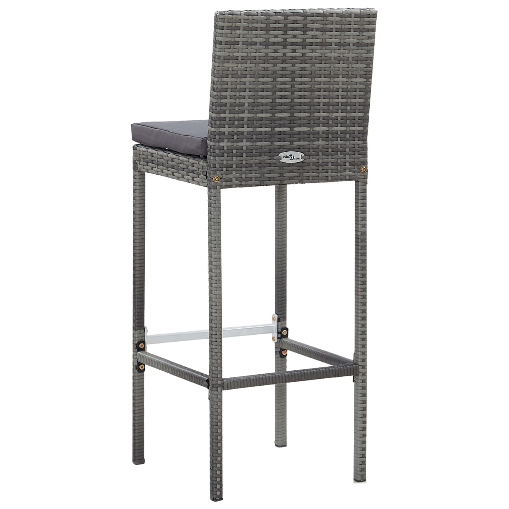 Set muebles bar jardín 7 piezas y cojines ratán sintético gris vidaXL