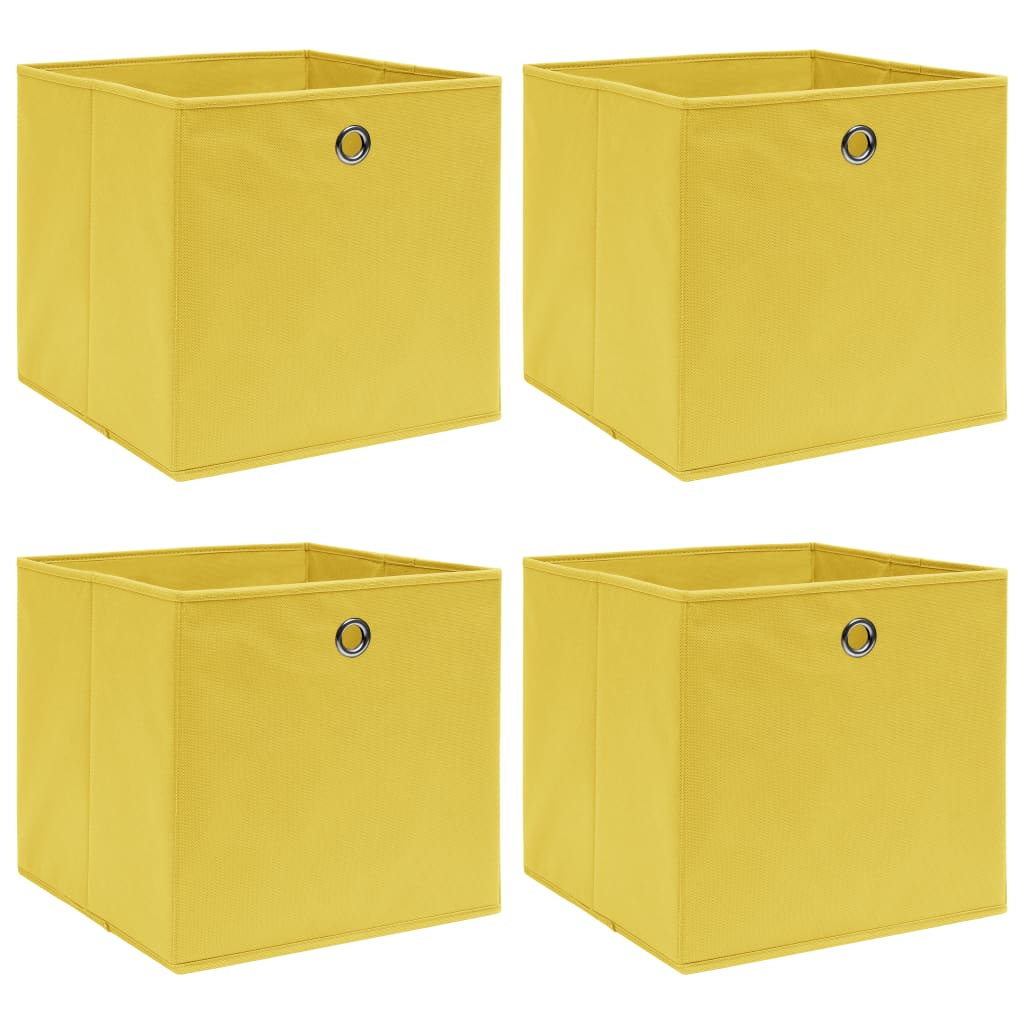 Caixas de armazenamento 4 peças tecido amarelo 32x32x32 cm V1347 Vetonek