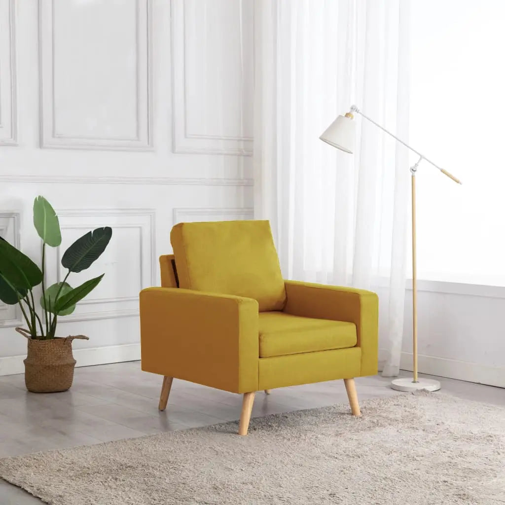 Vetonek Sillón de tela amarillo