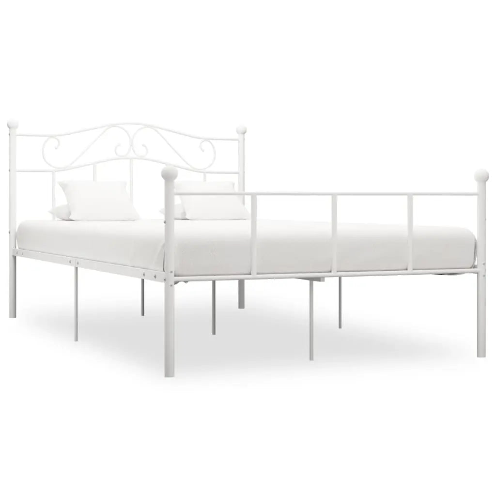 Vetonek Estructura cama sin colchón con cabecero metal blanco 160x200cm