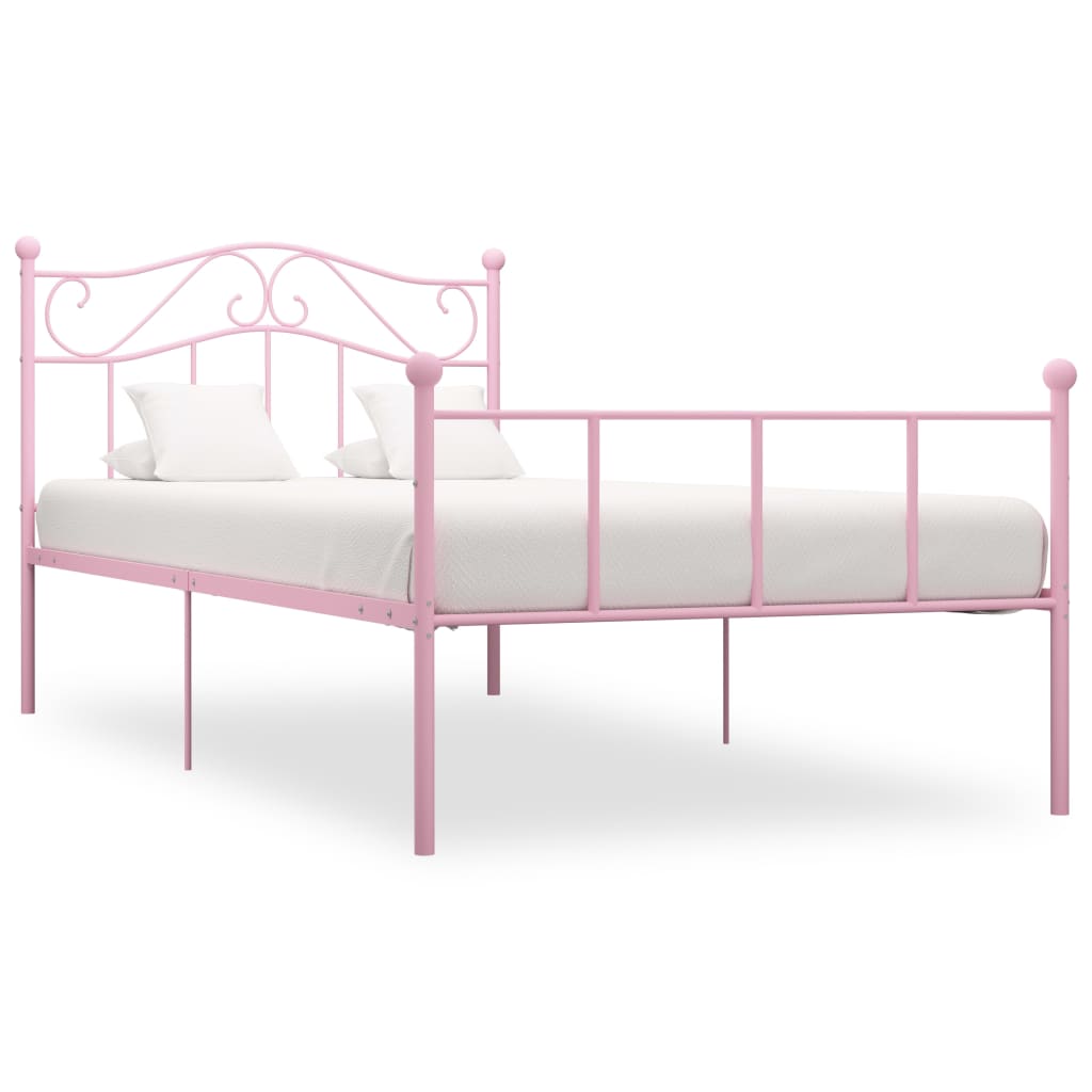 Vetonek Estructura de cama sin colchón metal rosa 90x200 cm