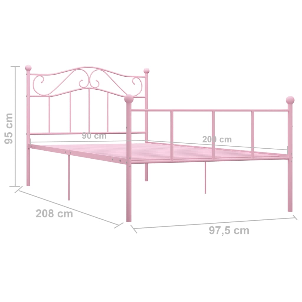 Estructura de cama sin colchón metal rosa 90x200 cm vidaXL