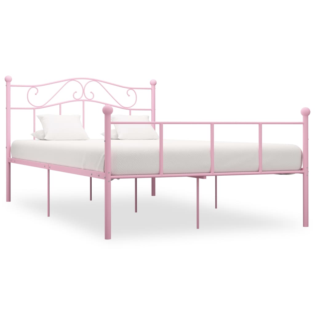 Vetonek Estructura de cama sin colchón metal rosa 140x200 cm