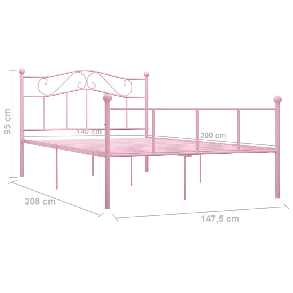 Estructura de cama sin colchón metal rosa 140x200 cm vidaXL