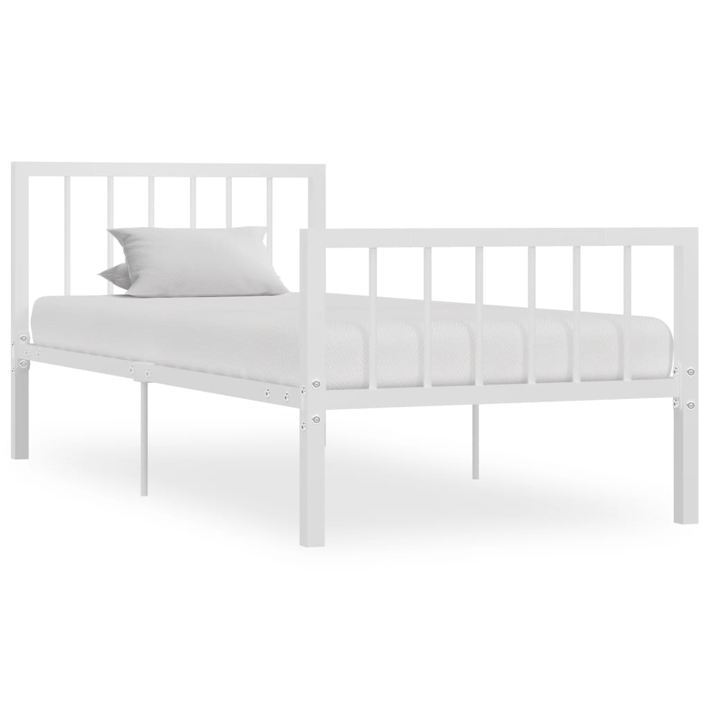 Vetonek Estructura de cama sin colchón metal blanco 90x200 cm