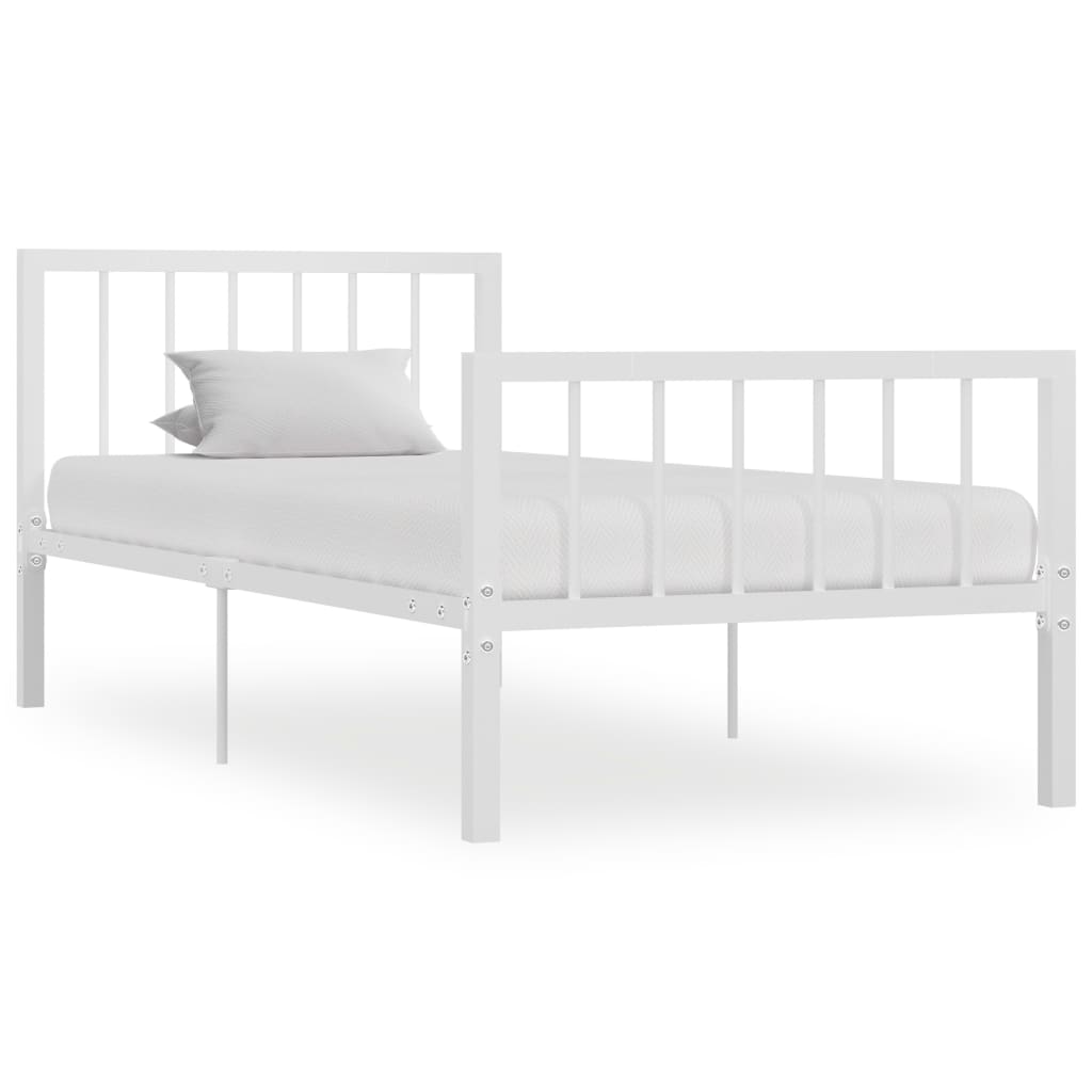 Vetonek Estructura de cama sin colchón metal blanco 100x200 cm