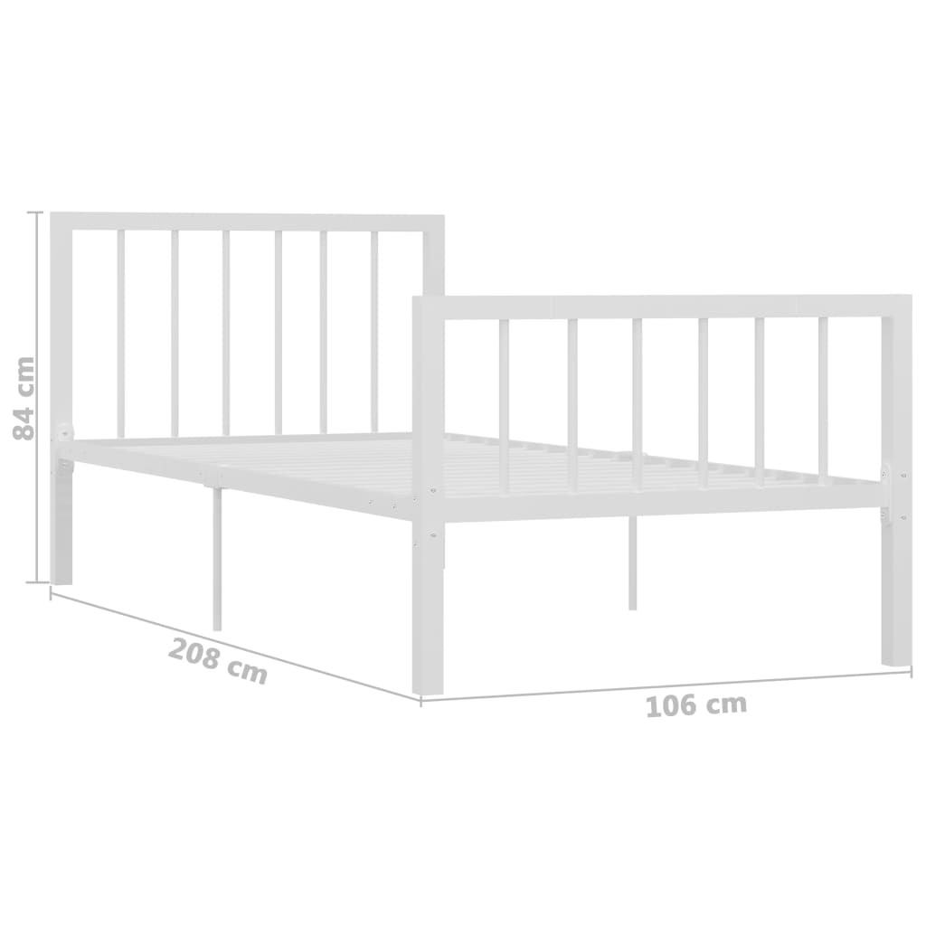 Estructura de cama sin colchón metal blanco 100x200 cm - Vetonek