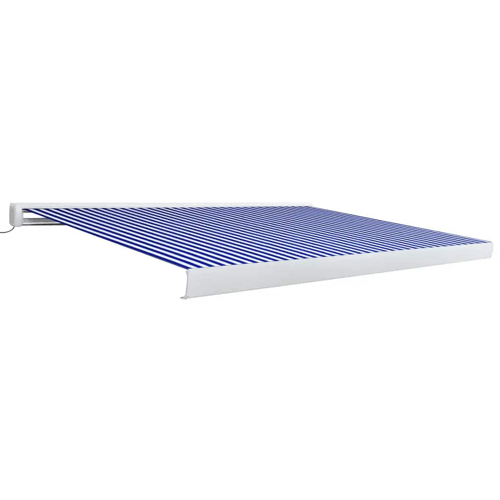 Toldo de carrete motorizado azul y blanco 350x250 cm - Vetonek