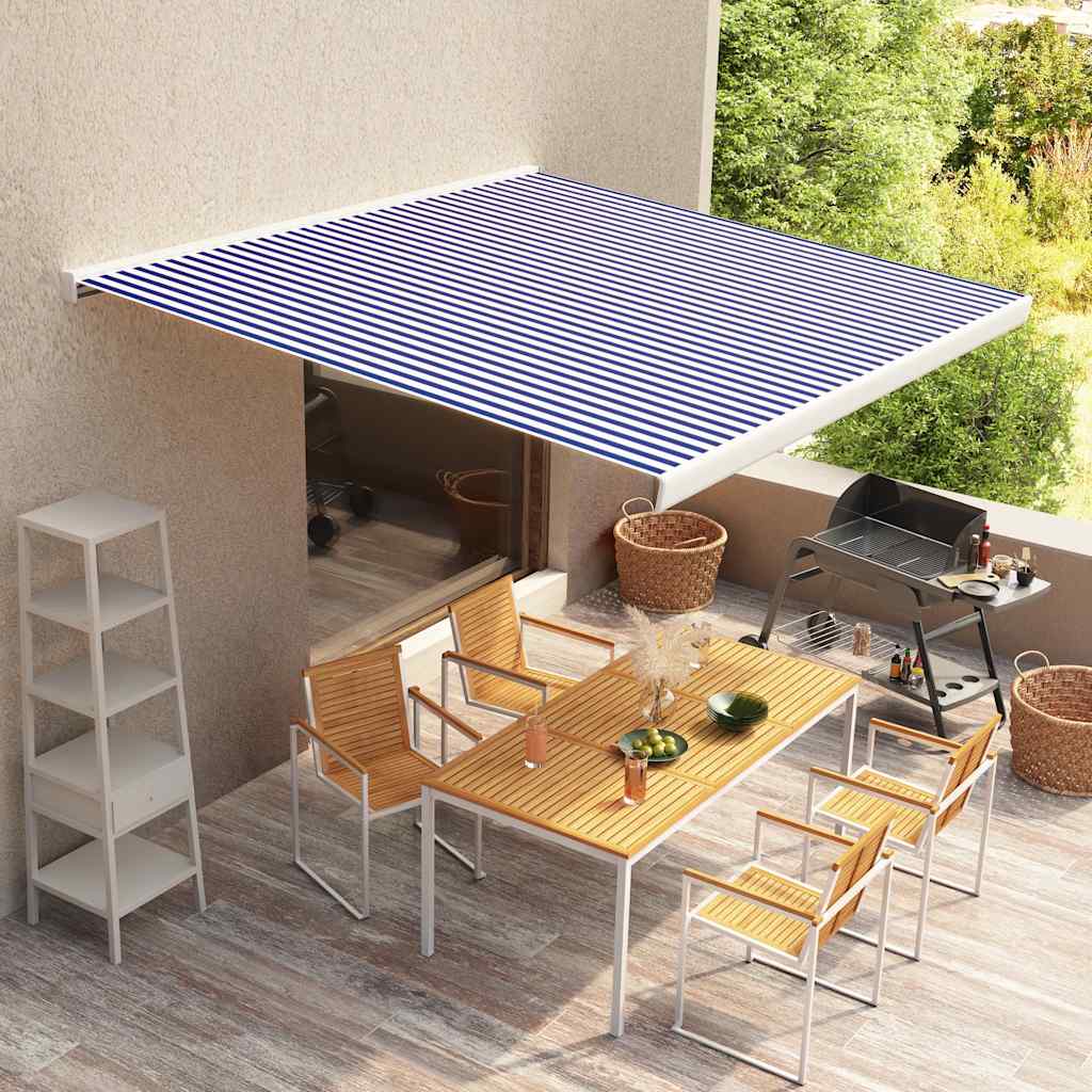 Vetonek Toldo de carrete motorizado azul y blanco 350x250 cm