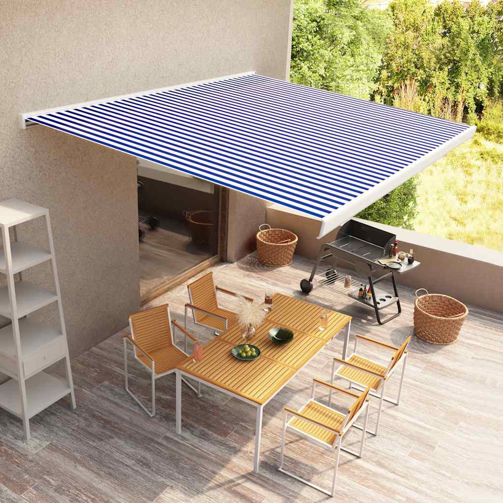 Vetonek Toldo de carrete motorizado azul y blanco 400x300 cm