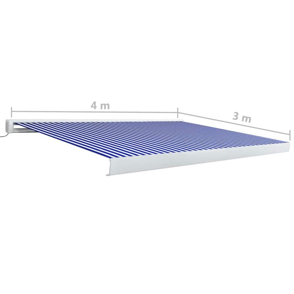 Toldo de carrete motorizado azul y blanco 400x300 cm - Vetonek