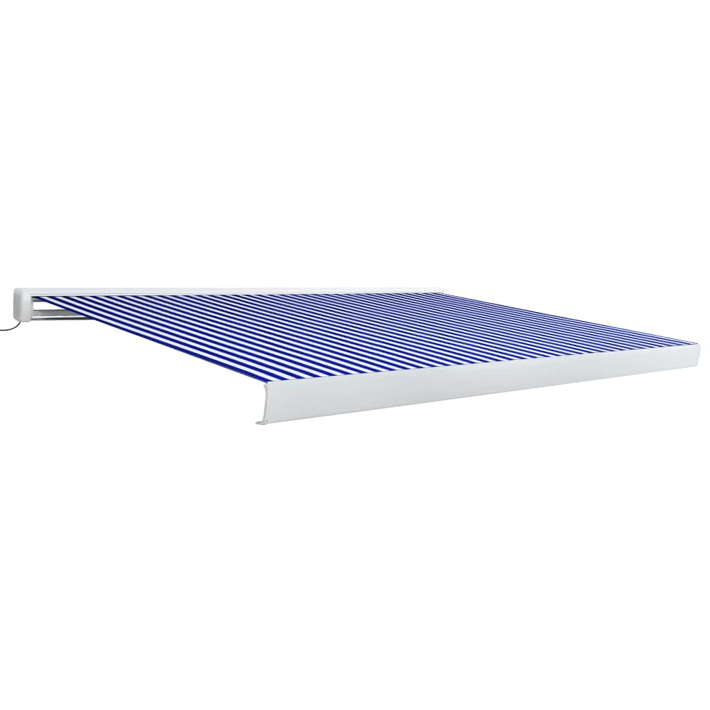 Toldo de carrete motorizado azul y blanco 450x300 cm vidaXL