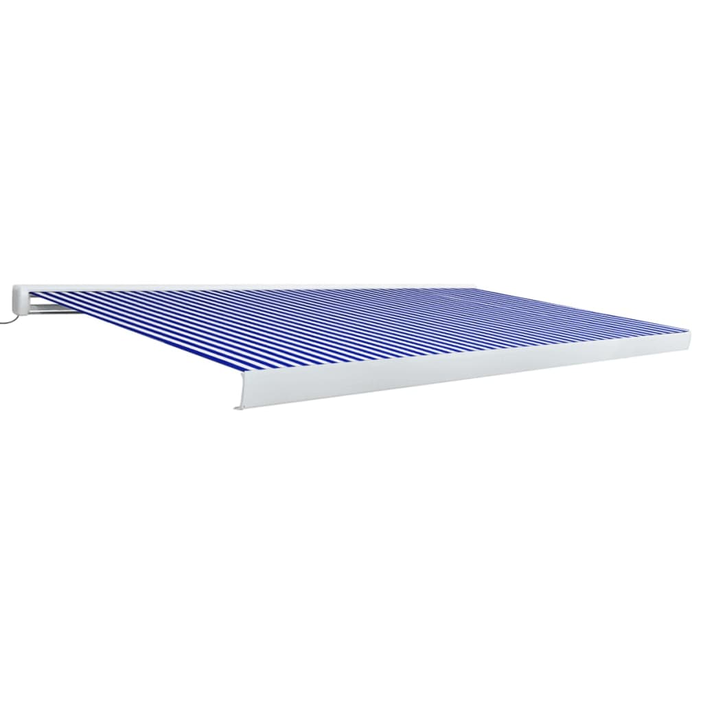 Toldo de carrete motorizado azul y blanco 500x300 cm vidaXL