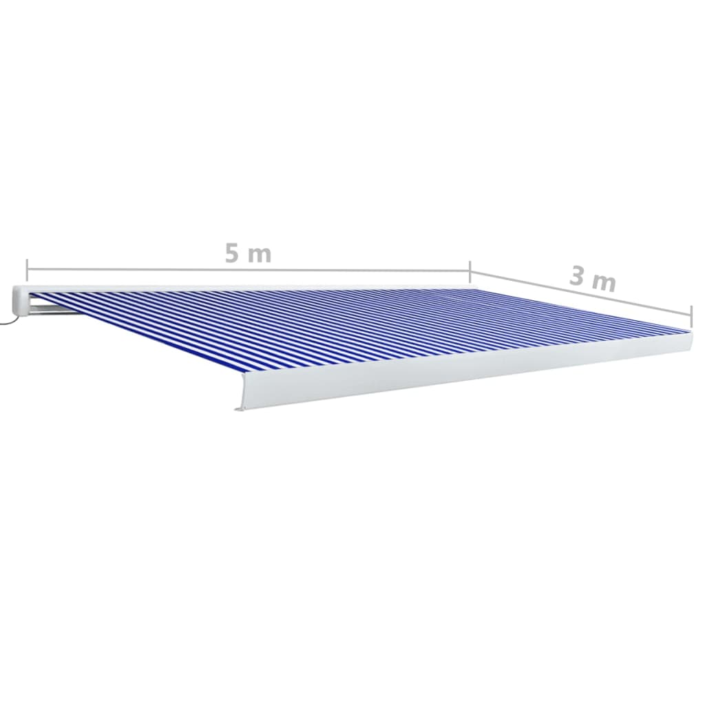 Toldo de carrete motorizado azul y blanco 500x300 cm vidaXL