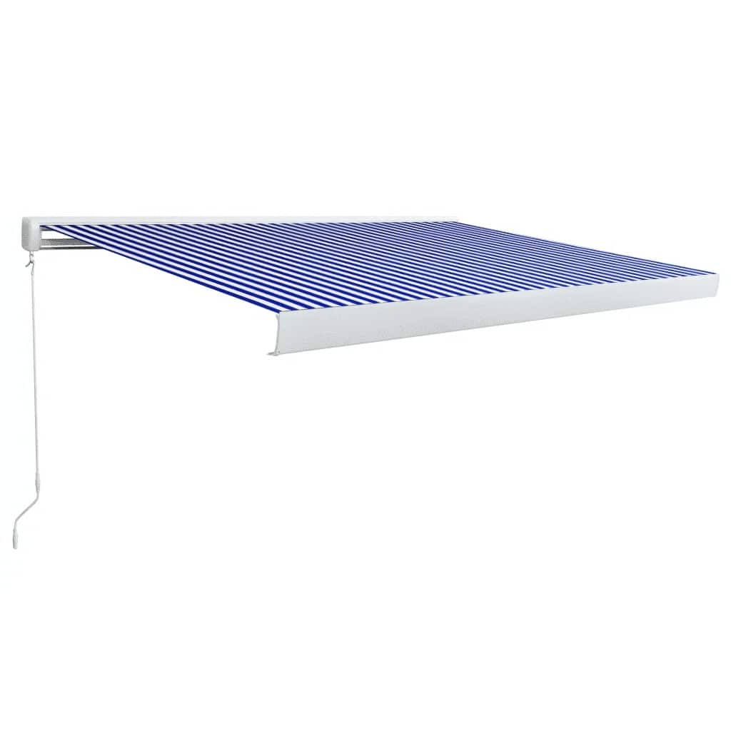 Toldo de carrete manual azul y blanco 350x250 cm vidaXL