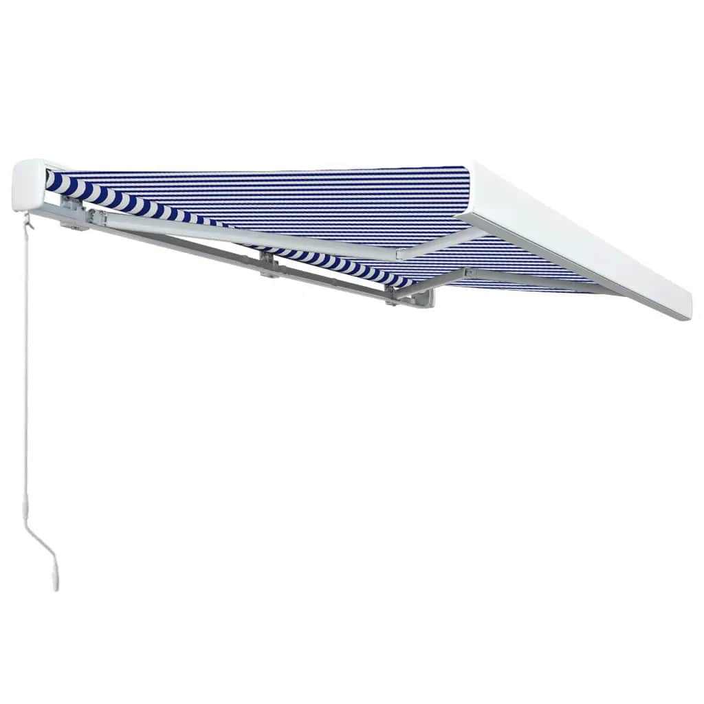 Toldo de carrete manual azul y blanco 350x250 cm vidaXL