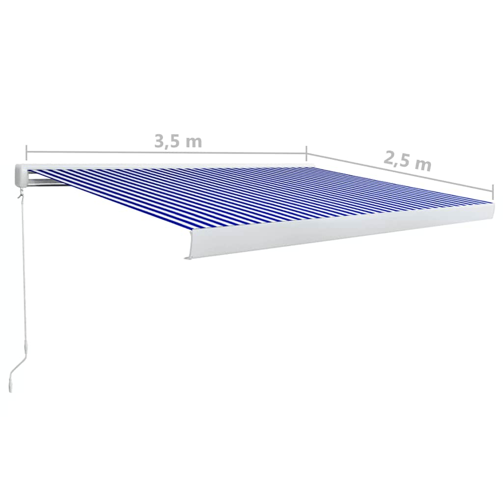 Toldo de carrete manual azul y blanco 350x250 cm vidaXL