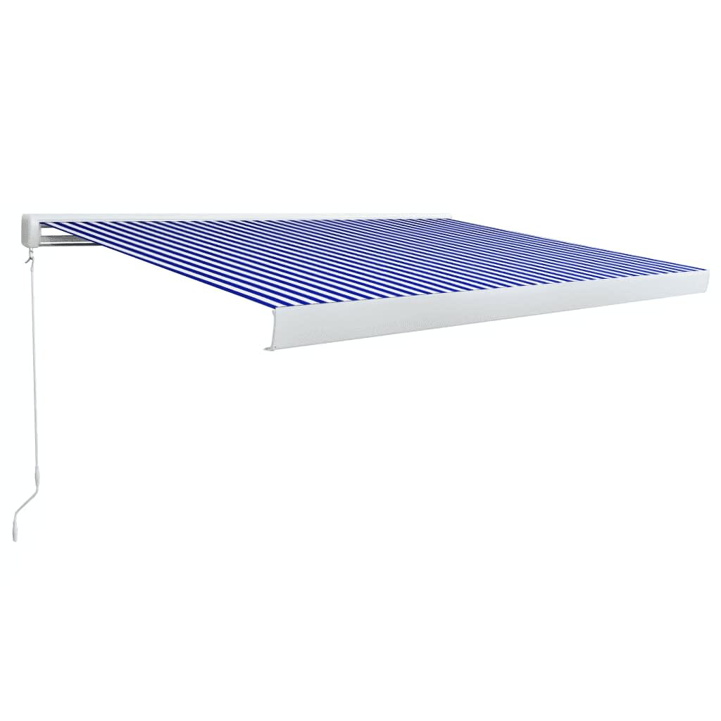 Toldo de carrete manual azul y blanco 450x300 cm vidaXL