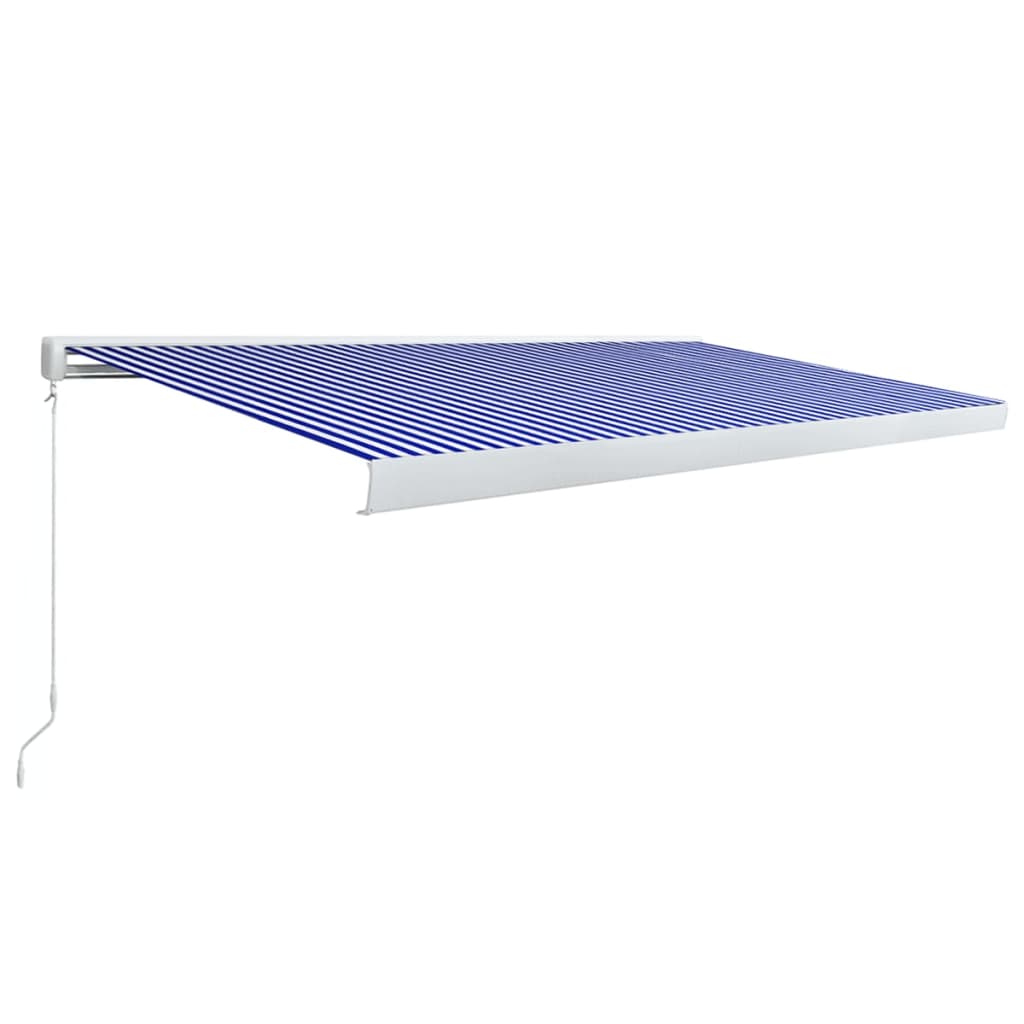 Toldo de carrete manual azul y blanco 500x300 cm - Vetonek