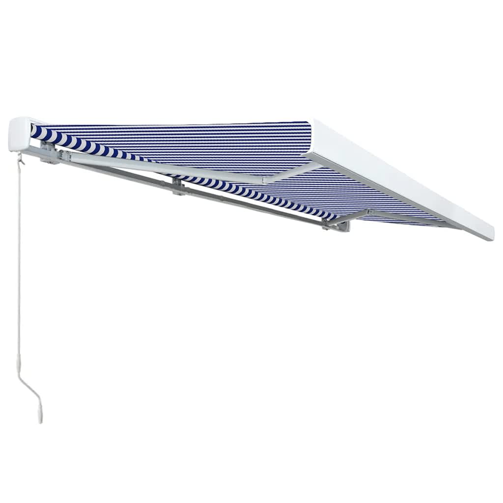 Toldo de carrete manual azul y blanco 500x300 cm - Vetonek