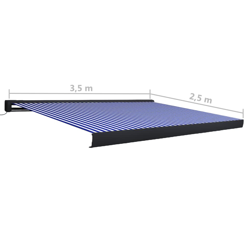 Toldo de carrete motorizado azul y blanco 350x250 cm vidaXL