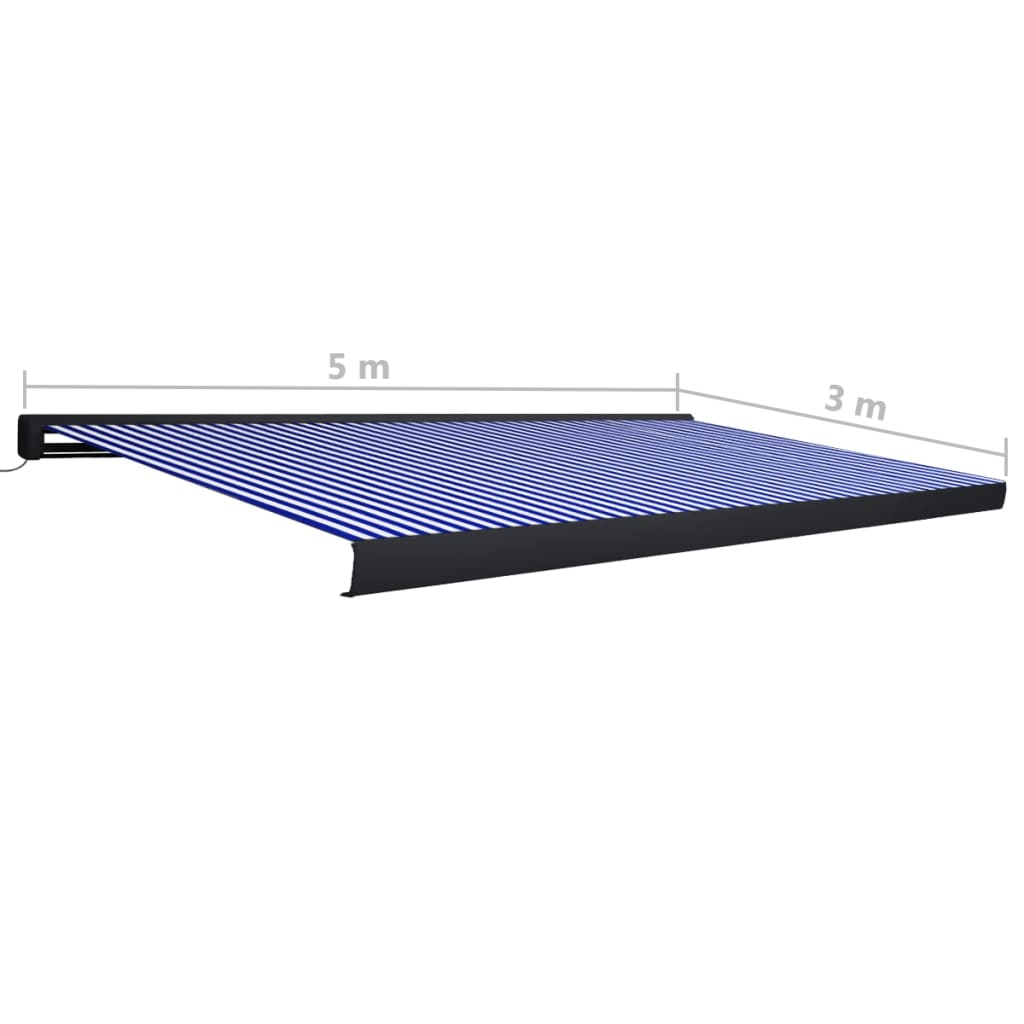 Toldo de carrete motorizado azul y blanco 500x300 cm vidaXL