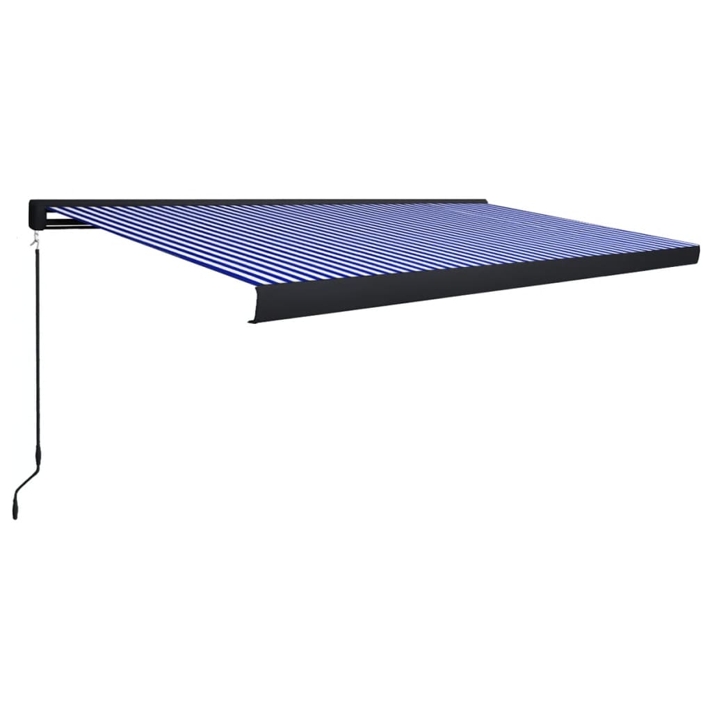 Toldo de carrete manual azul y blanco 500x300 cm vidaXL