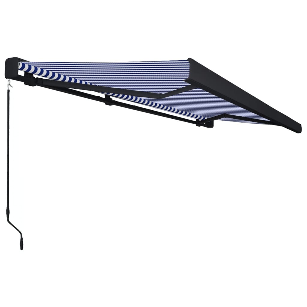 Toldo de carrete manual azul y blanco 500x300 cm vidaXL