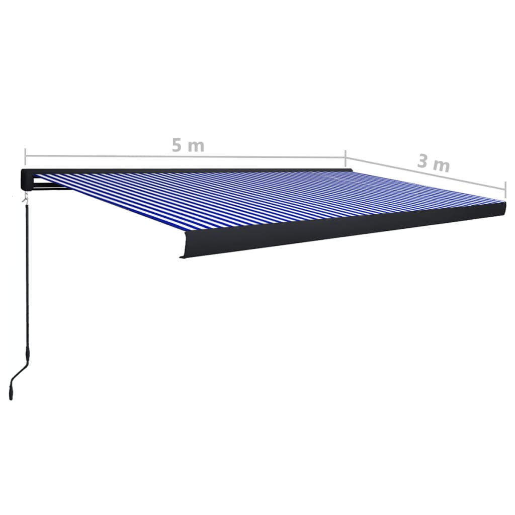 Toldo de carrete manual azul y blanco 500x300 cm vidaXL