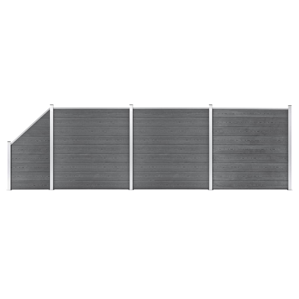 Vetonek Set de valla 3 cuadradas + 1 oblicua WPC gris 619x186 cm