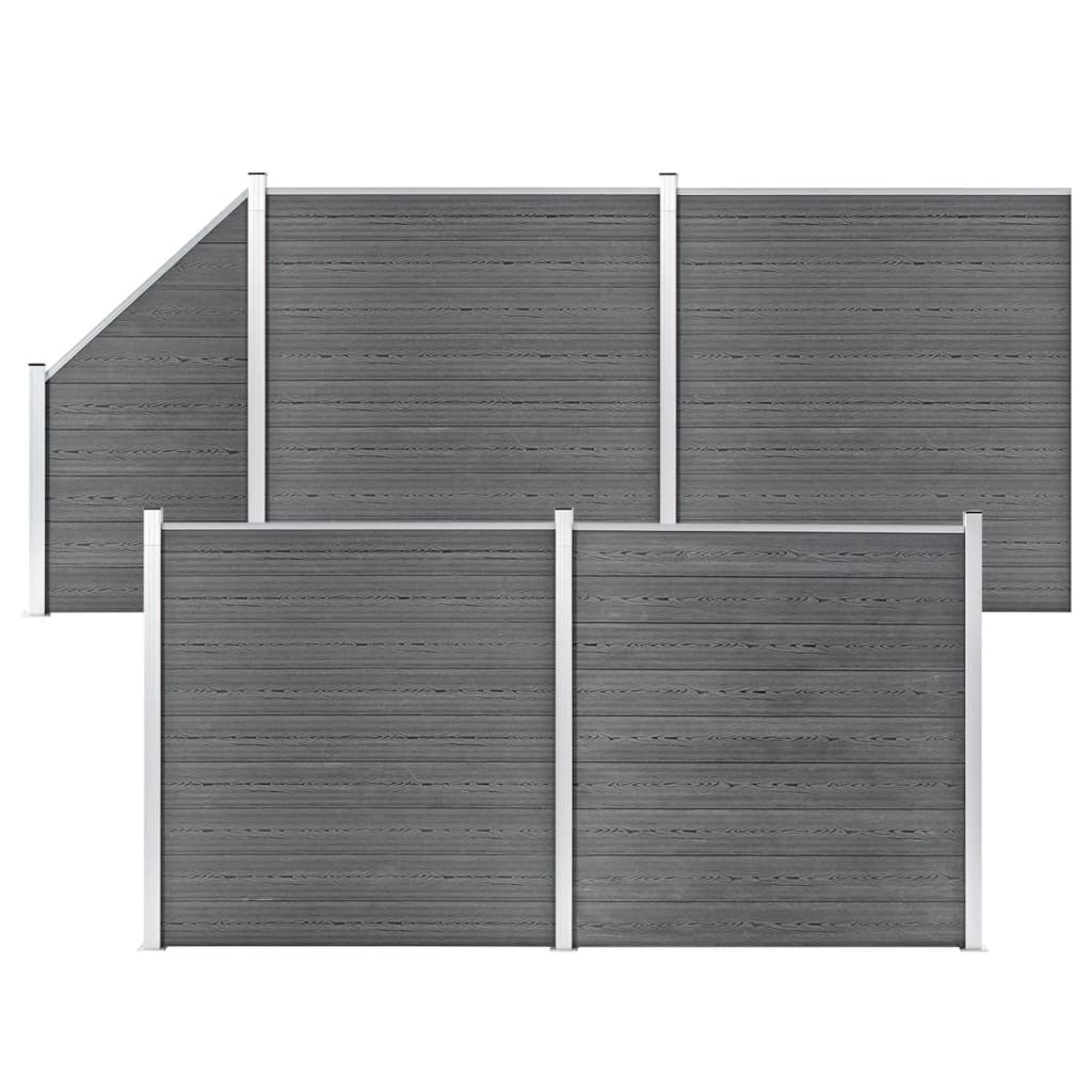 Vetonek Set de valla 4 cuadradas + 1 oblicua WPC gris 792x186 cm