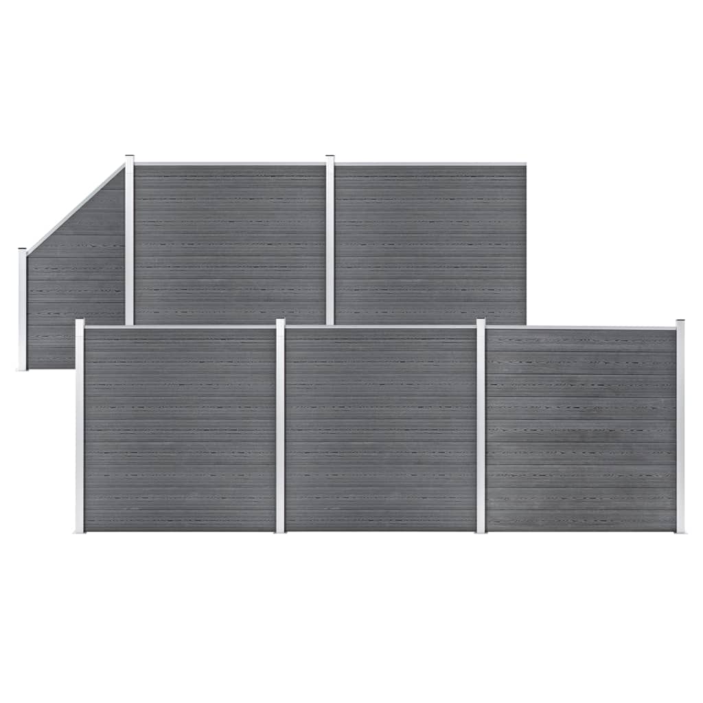 Vetonek Set de valla 5 cuadradas + 1 oblicua WPC gris 965x186 cm