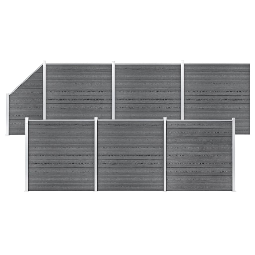 Vetonek Set de valla 6 cuadradas + 1 oblicua WPC gris 1138x186 cm