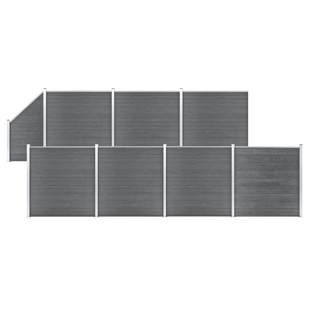 Vetonek Set de valla 7 cuadradas + 1 oblicua WPC gris 1311x186 cm