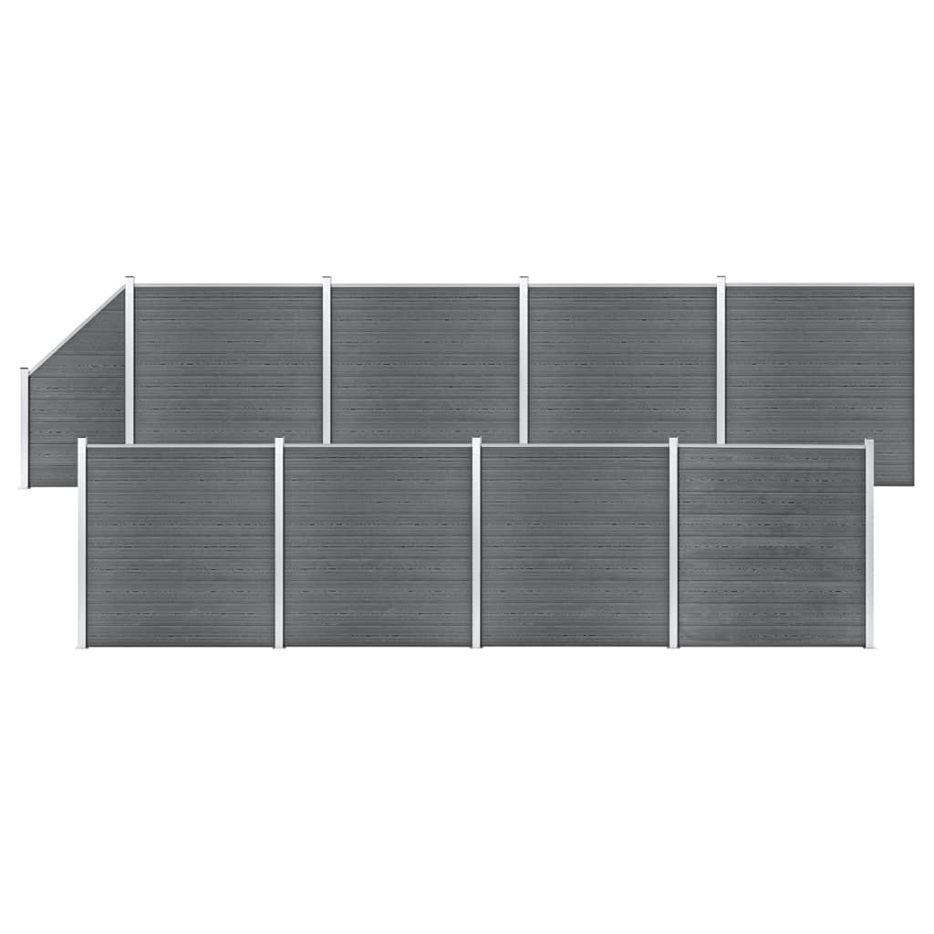 Vetonek Set de valla 8 cuadradas + 1 oblicua WPC gris 1484x186 cm