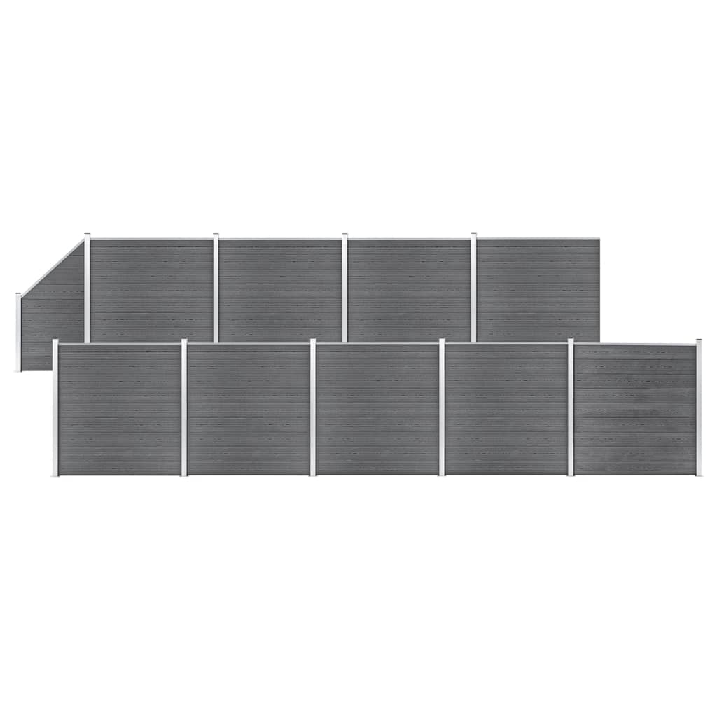 Vetonek Set de valla 9 cuadradas + 1 oblicua WPC gris 1657x186 cm