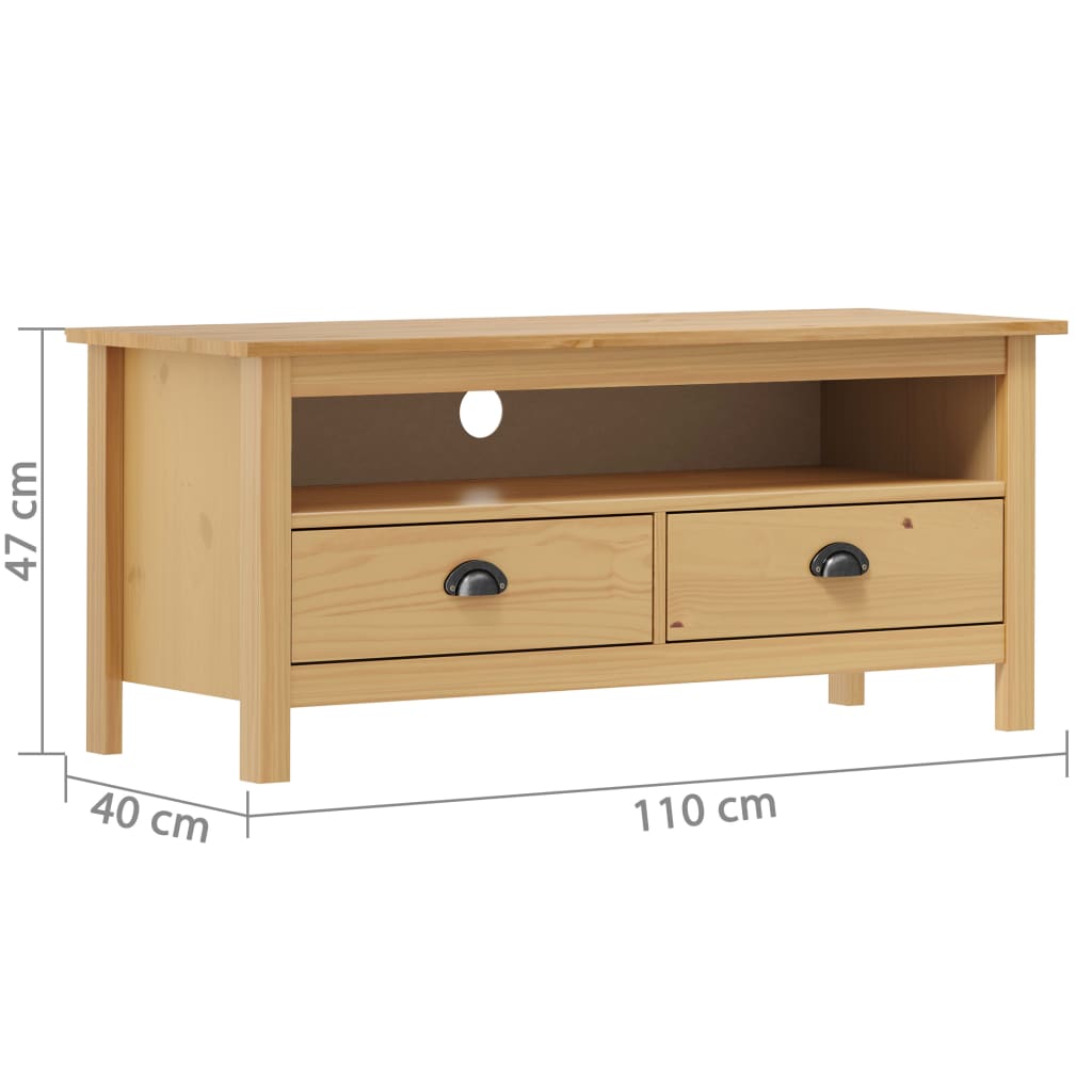 Mueble de TV Hill madera maciza pino marrón miel 110x40x47 cm