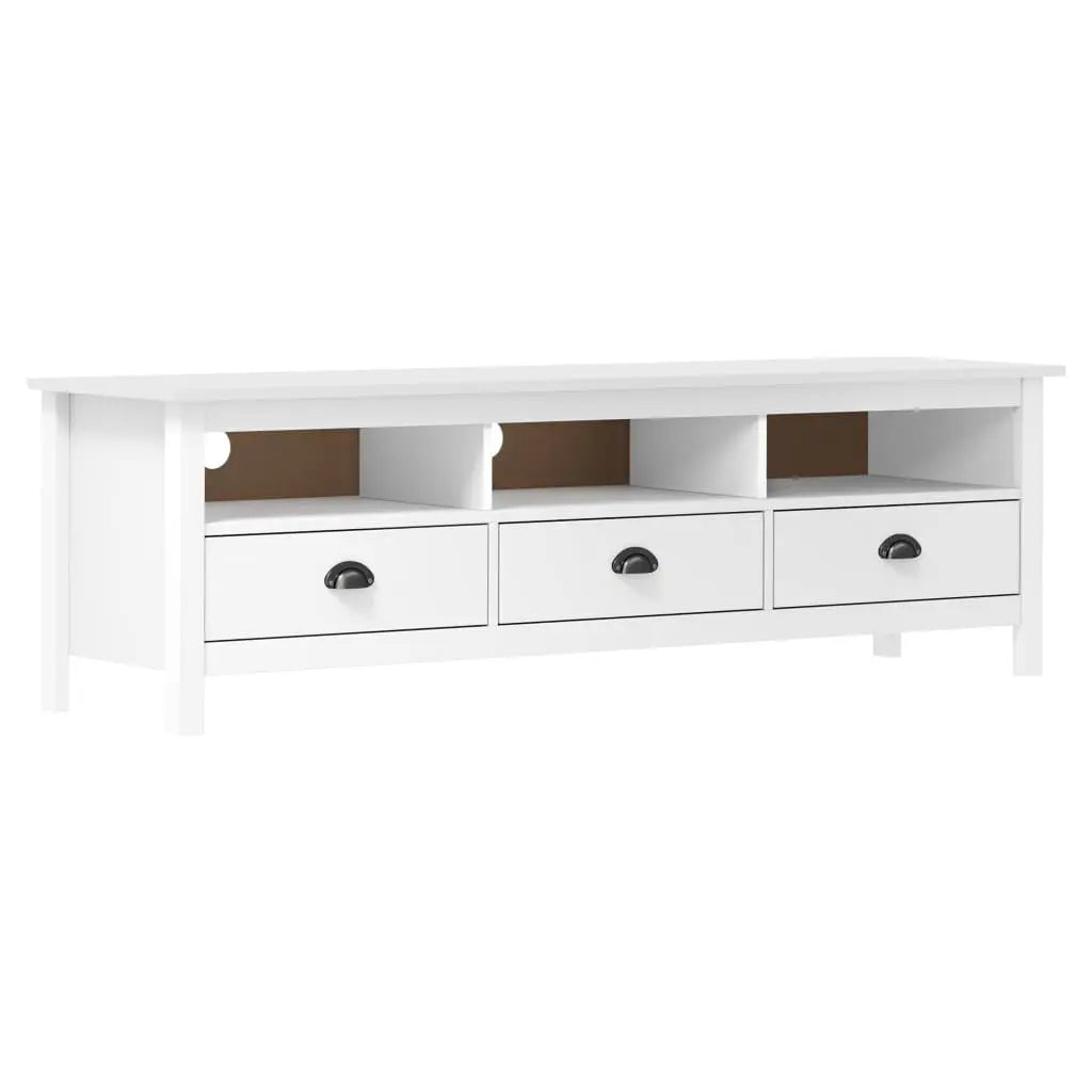 Vetonek Mueble de TV Hill madera maciza de pino blanco 158x40x47 cm