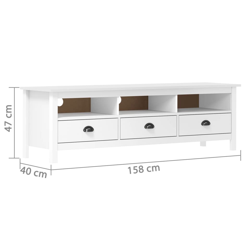 TV furniture hill wood solid white pine 158x40x47 cm