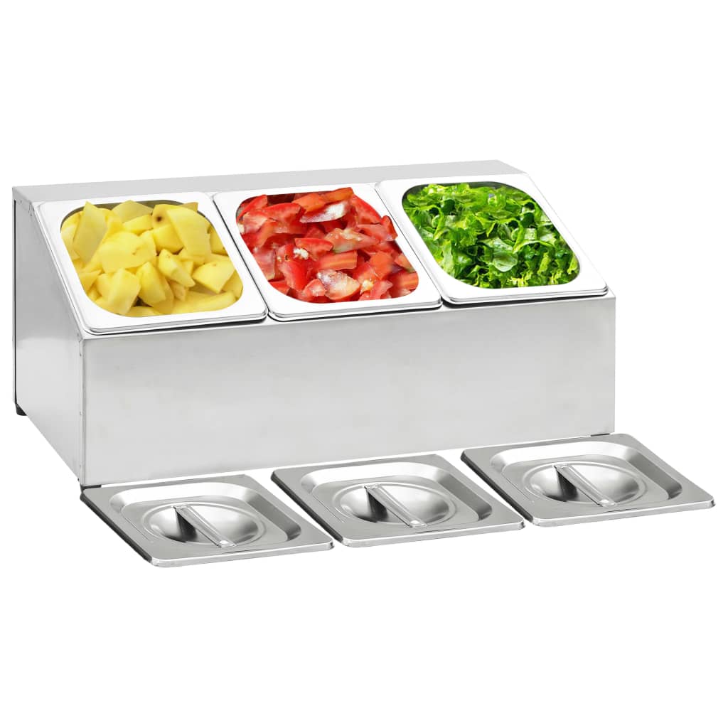 Vetonek Soporte bandeja Gastronorm con 3 bandejas 1/6 acero inoxidable