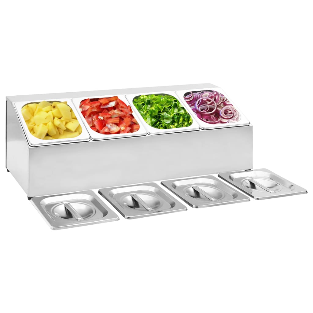 Vetonek Soporte bandeja Gastronorm con 4 bandejas 1/6 acero inoxidable 